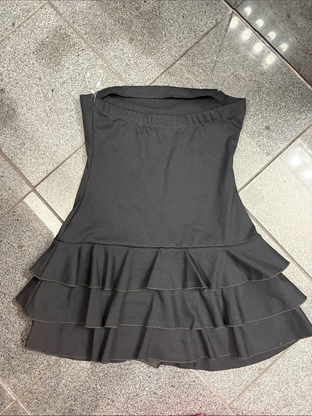 Strapless Black Ruffle-Tier Mini Dress - Picture 2 of 6